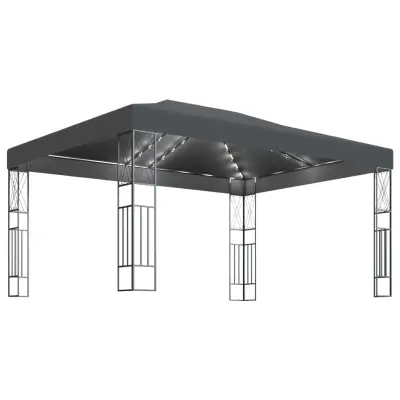 vidaXL Paviljon z LED lučkami 3x4 m antracitno blago