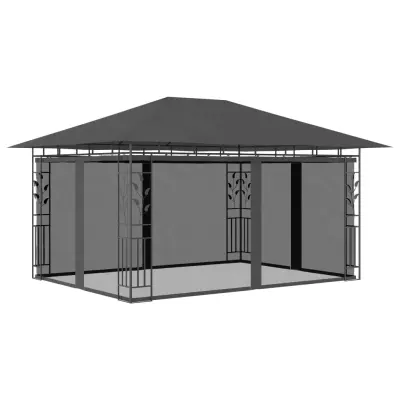 vidaXL Paviljon z mrežo proti komarjem 4x3x2,73 m antraciten 180 g/m²