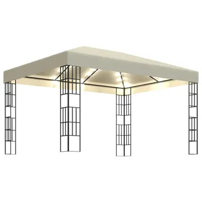 vidaXL Paviljon z LED lučkami 3x4 m krem