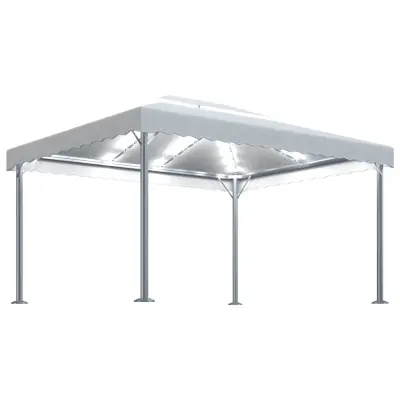 vidaXL Paviljon z LED lučkami 400x300 cm krem aluminij