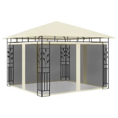 vidaXL Paviljon z mrežo proti komarjem 3x3x2,73 m krem 180 g/m²