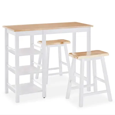 vidaXL Barska garnitura 3 delna MDF bele barve