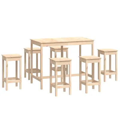 vidaXL Barska garnitura 7-delna trdna borovina