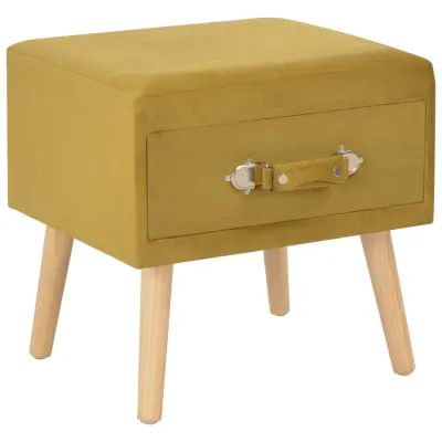 vidaXL Nočna omarica žamet 40x35x40 cm barva gorčice