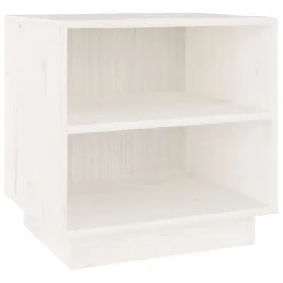 vidaXL Nočna omarica bela 40x34x40 cm trdna borovina