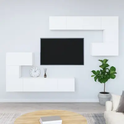 vidaXL Stenska TV omarica bela inženirski les