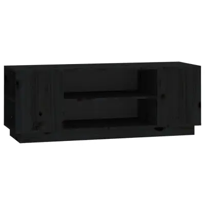 vidaXL TV omarica črna 110x35x40,5 cm trdna borovina