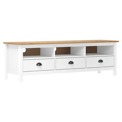 vidaXL TV omarica Hill bela 158x40x47 cm trdna borovina