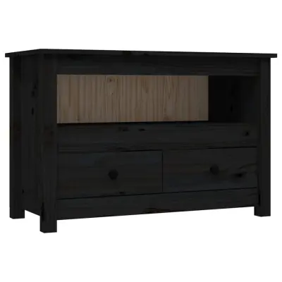 vidaXL TV omarica črna 79x35x52 cm trdna borovina