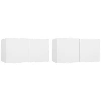 vidaXL Viseča TV omarica 2 kosa bela 60x30x30 cm