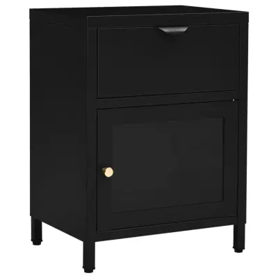 vidaXL Nočna omarica črna 40x30x54,5 cm jeklo in steklo