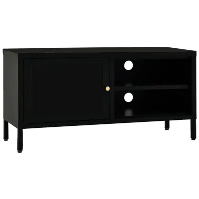 vidaXL TV omarica črna 90x30x44 cm jeklo in steklo