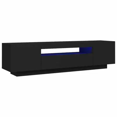 vidaXL TV omarica z LED lučkami črna 160x35x40 cm