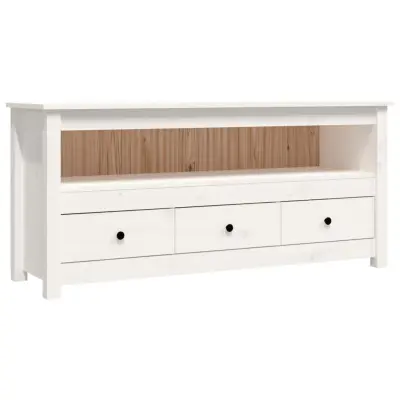 vidaXL TV omarica bela 114x35x52 cm trdna borovina