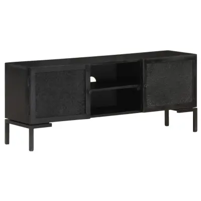 vidaXL TV omarica črna 115x30x46 cm trden mangov les