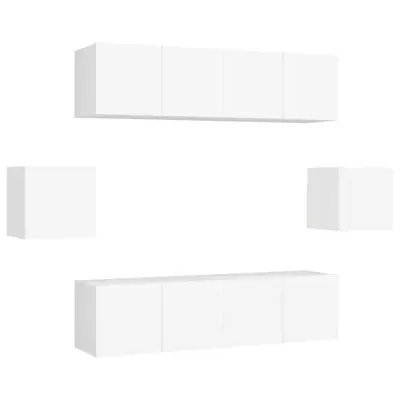 vidaXL Komplet TV omaric 6-delni bela iverna plošča