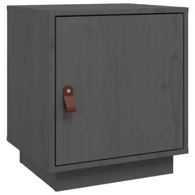 vidaXL Nočna omarica siva 40x34x45 cm trdna borovina