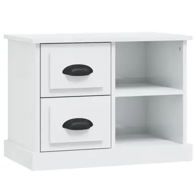 vidaXL Nočna omarica visok sijaj bela 60x35,5x45 cm
