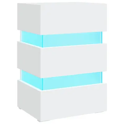 vidaXL LED nočna omarica bela 45x35x67 cm inženirski les