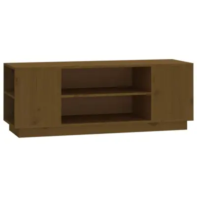 vidaXL TV omarica medeno rjava 110x35x40,5 cm trdna borovina