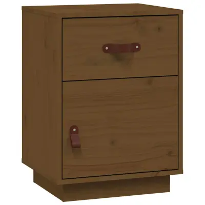 vidaXL Nočna omarica medeno rjava 40x34x55 cm trdna borovina