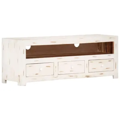 vidaXL TV omarica trden akacijev les 110x30x40 cm bela