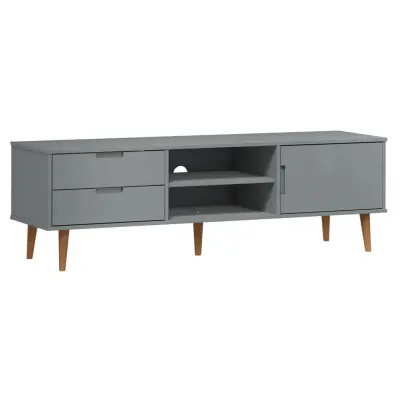 vidaXL TV omarica MOLDE siva 158x40x49 cm trdna borovina