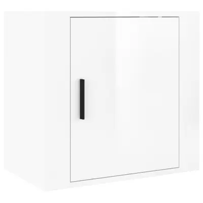 vidaXL Stenska nočna omarica visok sijaj bela 50x30x47 cm