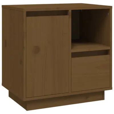vidaXL Nočna omarica medeno rjava 50x34x50 cm trdna borovina