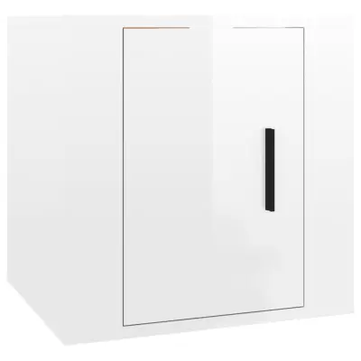 vidaXL Stenska TV omarica visok sijaj bela 40x34,5x40 cm