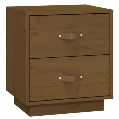 vidaXL Nočna omarica medeno rjava 40x34x45 cm trdna borovina