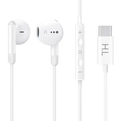 Ušesne slušalke USB Type C Headset - bele