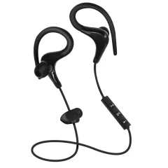 Stereo Bluetooth športne slušalke - Izjemno udobne silikonske ušesne zanke Torbica za shranjevanje - Crna