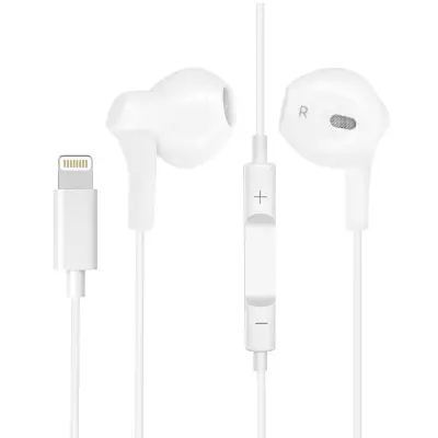 Žicne slušalke iPhone Lightning, Bluetooth povezava s kompletom za prostorocno telefoniranje - bele