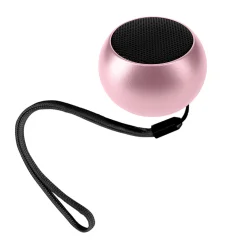 Mini aluminijast brezžicni zvocnik, 3W kakovosten zvok, ultrakompakten z zapestnim pašckom - roza