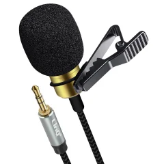 Visokokakovosten 3,5 mm Jack Lavalier mikrofon, vsesmerni 360° z 2m kablom, LinQ - crn