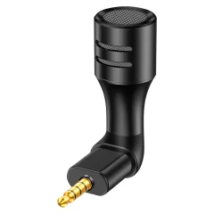 Mini stereo mikrofon s 3,5-mm prikljuckom, zmanjšanje hrupa in izjemno kompakten - crn