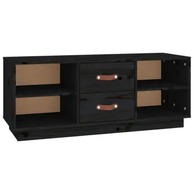 vidaXL TV omarica črna 100x34x40 cm trdna borovina