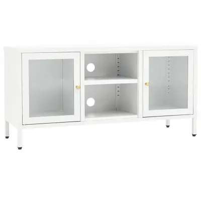 vidaXL TV omarica bela 105x35x52 cm jeklo in steklo