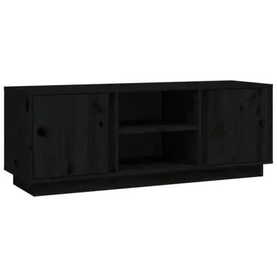vidaXL TV omarica črna 110x35x40,5 cm trdna borovina