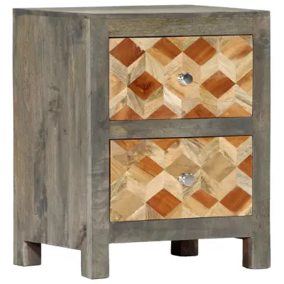 vidaXL Nočna omarica siva 40x30x50 cm trden mangov les