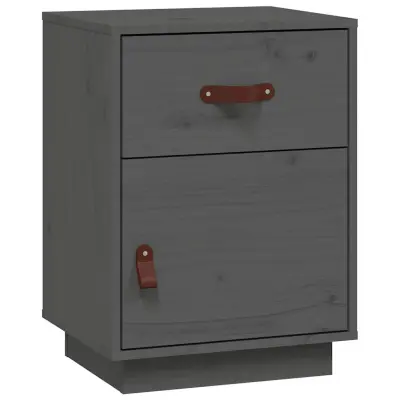 vidaXL Nočna omarica siva 40x34x55 cm trdna borovina