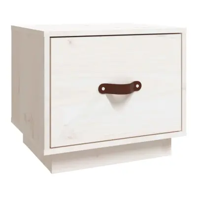vidaXL Nočna omarica bela 40x34x35 cm trdna borovina