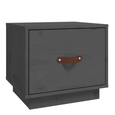vidaXL Nočna omarica siva 40x34x35 cm trdna borovina