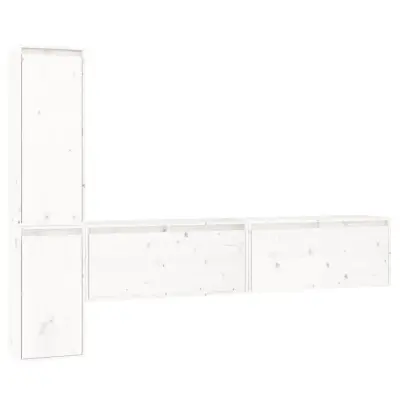 vidaXL TV omarica 4 kosi bela trdna borovina