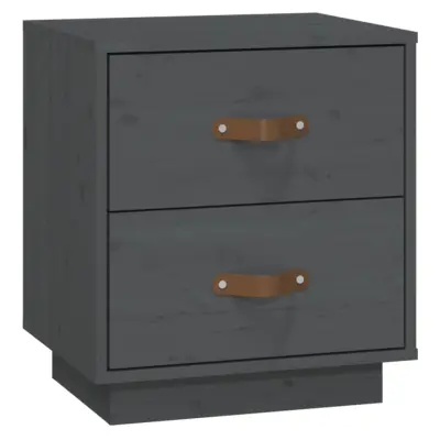 vidaXL Nočna omarica siva 40x34x45 cm trdna borovina