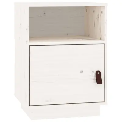 vidaXL Nočna omarica bela 40x34x55 cm trdna borovina