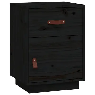 vidaXL Nočna omarica črna 40x34x55 cm trdna borovina