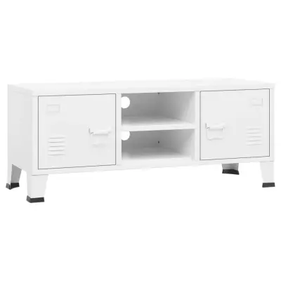 vidaXL Industrijska TV omarica bela 105x35x42 cm kovina