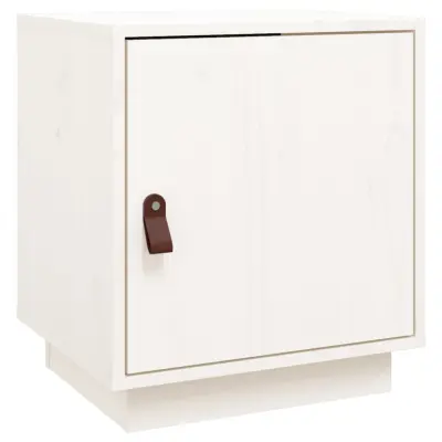 vidaXL Nočna omarica bela 40x34x55 cm trdna borovina